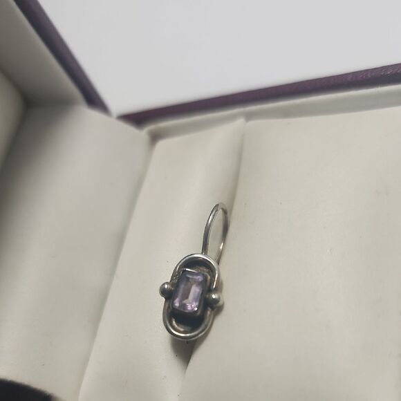 Sterling Silver 925 and Amethyst Earrings French Hooks - Picture 4 of 4